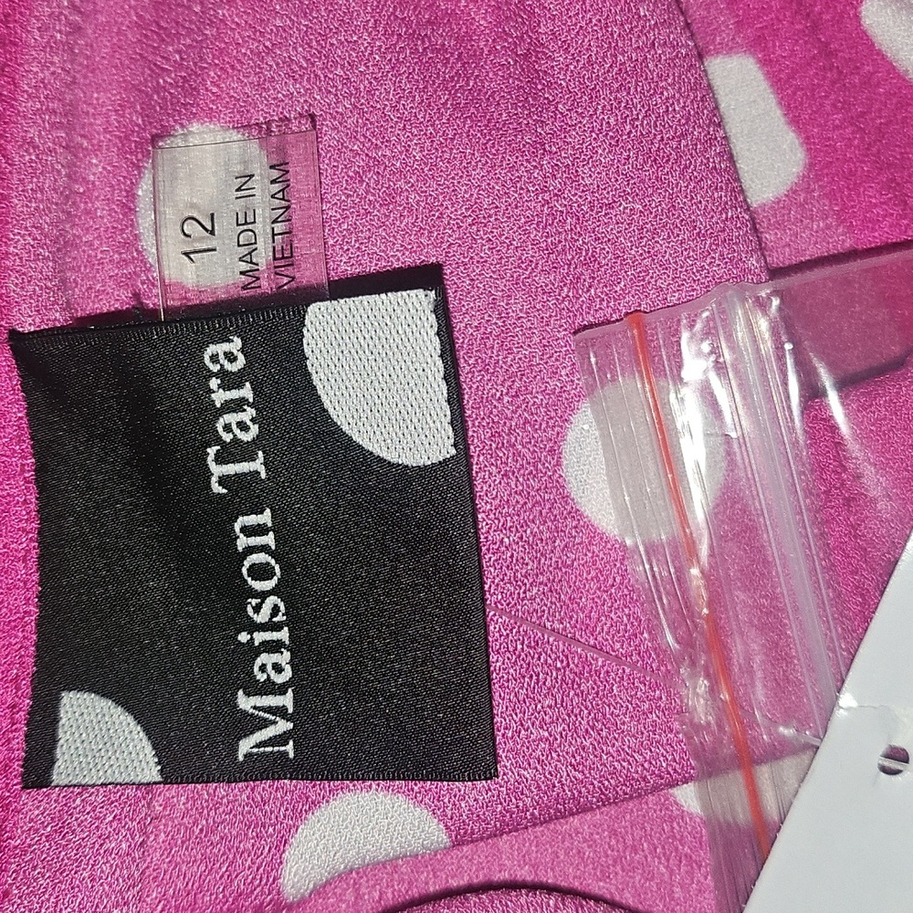 Maison Tara Pink Polka Dot Dress Size 12 NWT - Picture 9 of 11